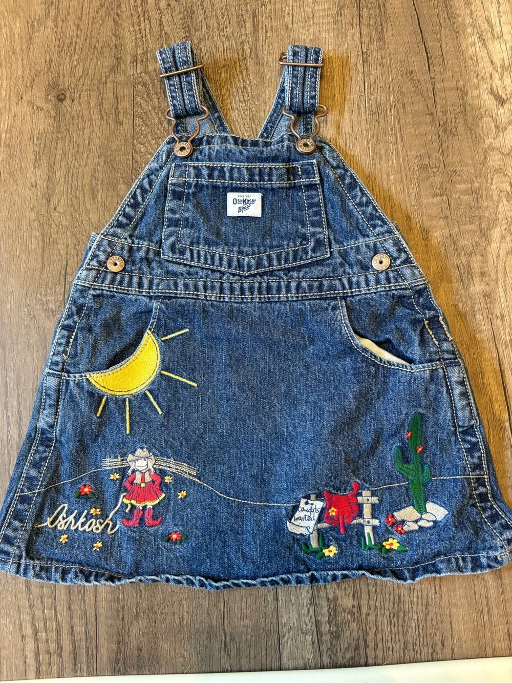 Vintage 2000s Y2K Oshkosh B’Gosh Cowgirl Country Western Overall Dress Vestbak